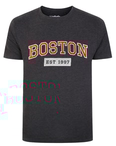 Bigdude Boston Appliqué T-Shirt Tall Charcoal